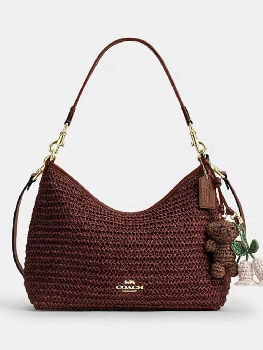 NWT Coach Laurel Shoulder Bag With Charms CES23 Straw/Gold/Russet - Picture 2 of 14